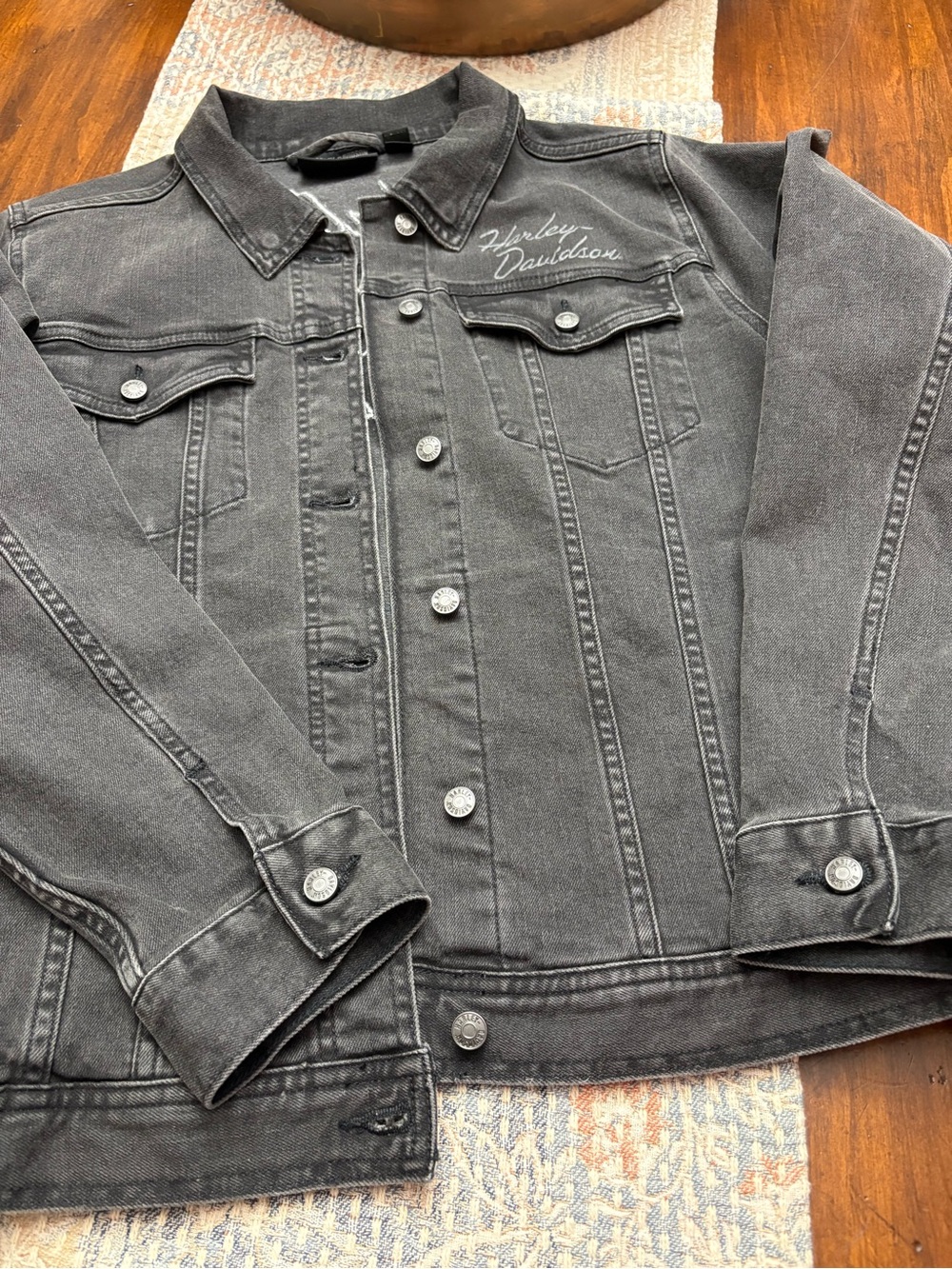 Harley-Davidson women’s Black Denim Jacket with Script Chest Logo